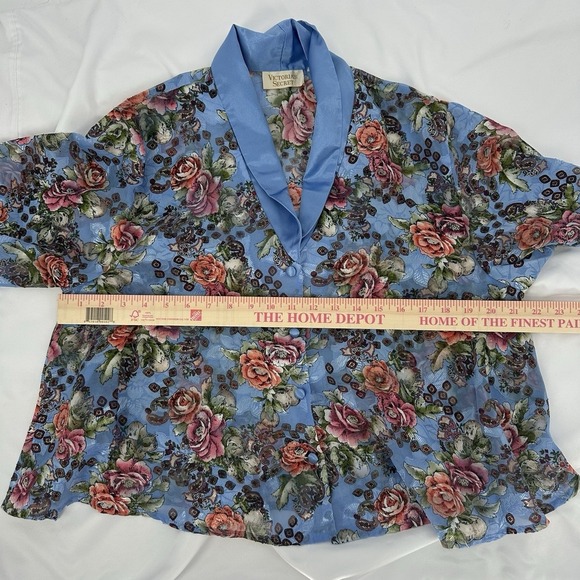 Victoria's Secret Vintage Gold Label Floral Semi-Sheer Pajama Top SZ M - Picture 6 of 7